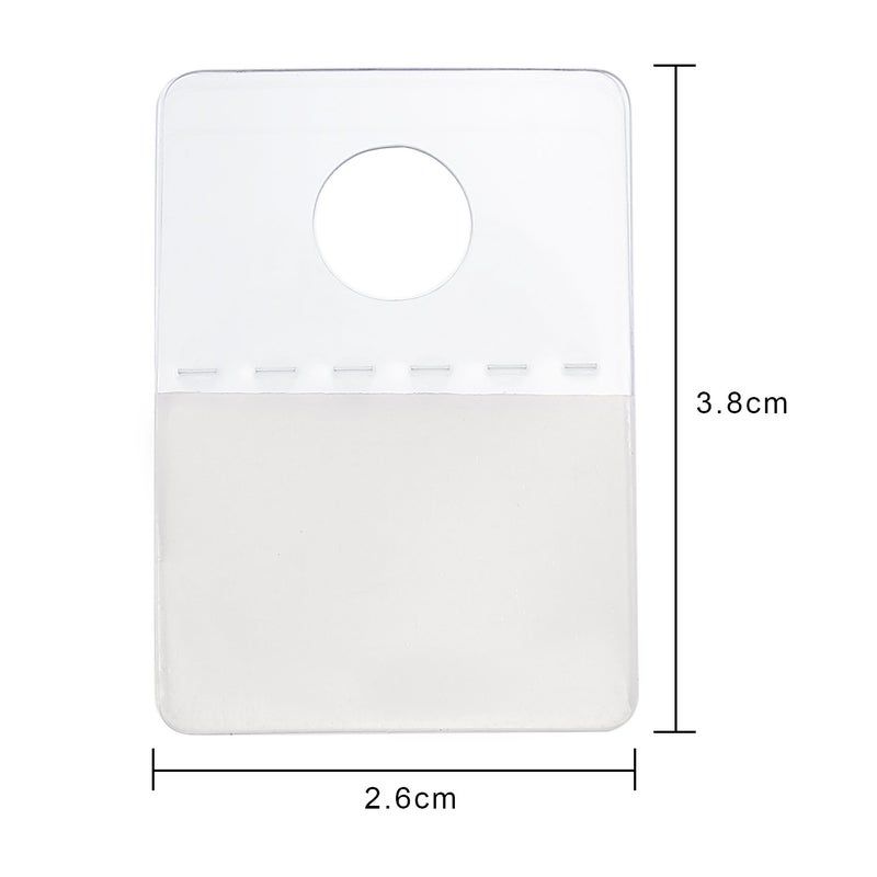 تيكيونايت علامات تعليق لاصقة 1 1/2 × 1 بوصة فتحة مستديرة من البلاستيك الشفاف علامات تعليق عرض علامات تبويب قابلة للطي لعرض متجر البيع بالتجزئة (300 قطعة) - Image 4
